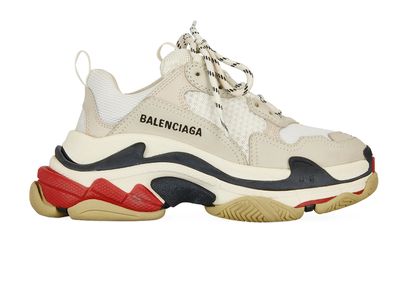 Balenciaga Triple S Trainers, &pound;550, Shoes, Blue/Red/White, Neoprene, Front view