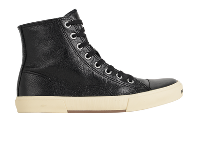 Balenciaga Paris High Top Trainers, &pound;220, Shoes, Black, Leather, Front view