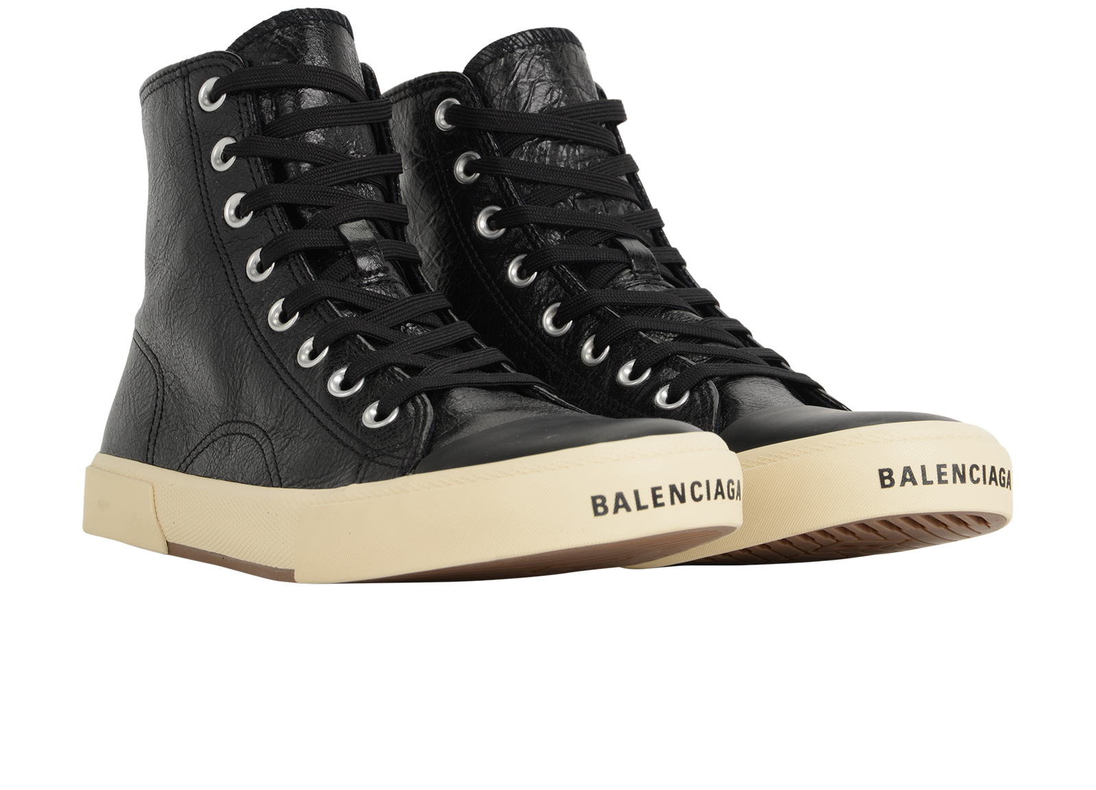 Balenciaga Paris High Top Trainers, &pound;220, Shoes, Black, Leather, Side view