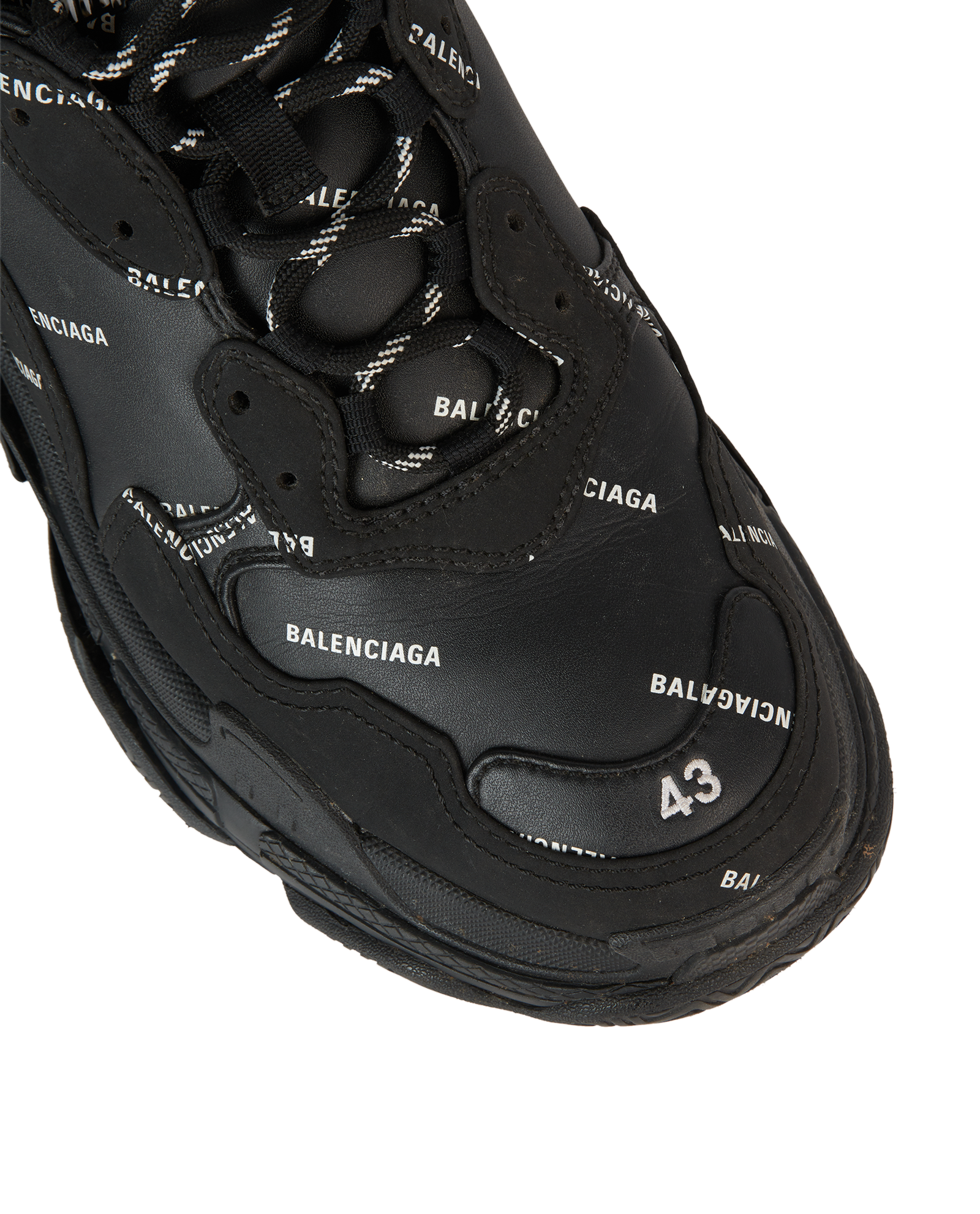 Balenciaga Triple S Logo Trainers, &pound;290, Shoes, Black, Faux Leather, Other view