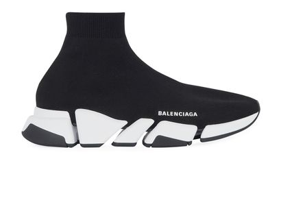 Balenciaga Speed 2.0 Knit Trainers, &pound;330, Shoes, Black/White, Fabric/Rubber, Front view