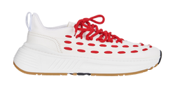 Bottega Veneta Lace Up Trainers, Mens, Leather, White/Red, UK7 B/DB, 3*