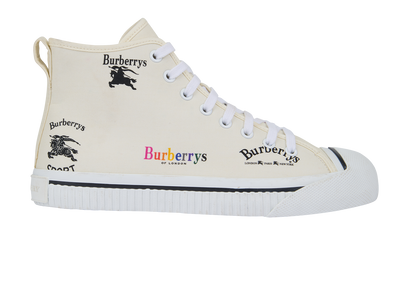 Burberry Kingly Archive Logo High Top Trainers, front view