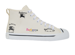 Burberry Kingly Archive Logo High Top Trainers, Canvas, Cream, UK6, 2*