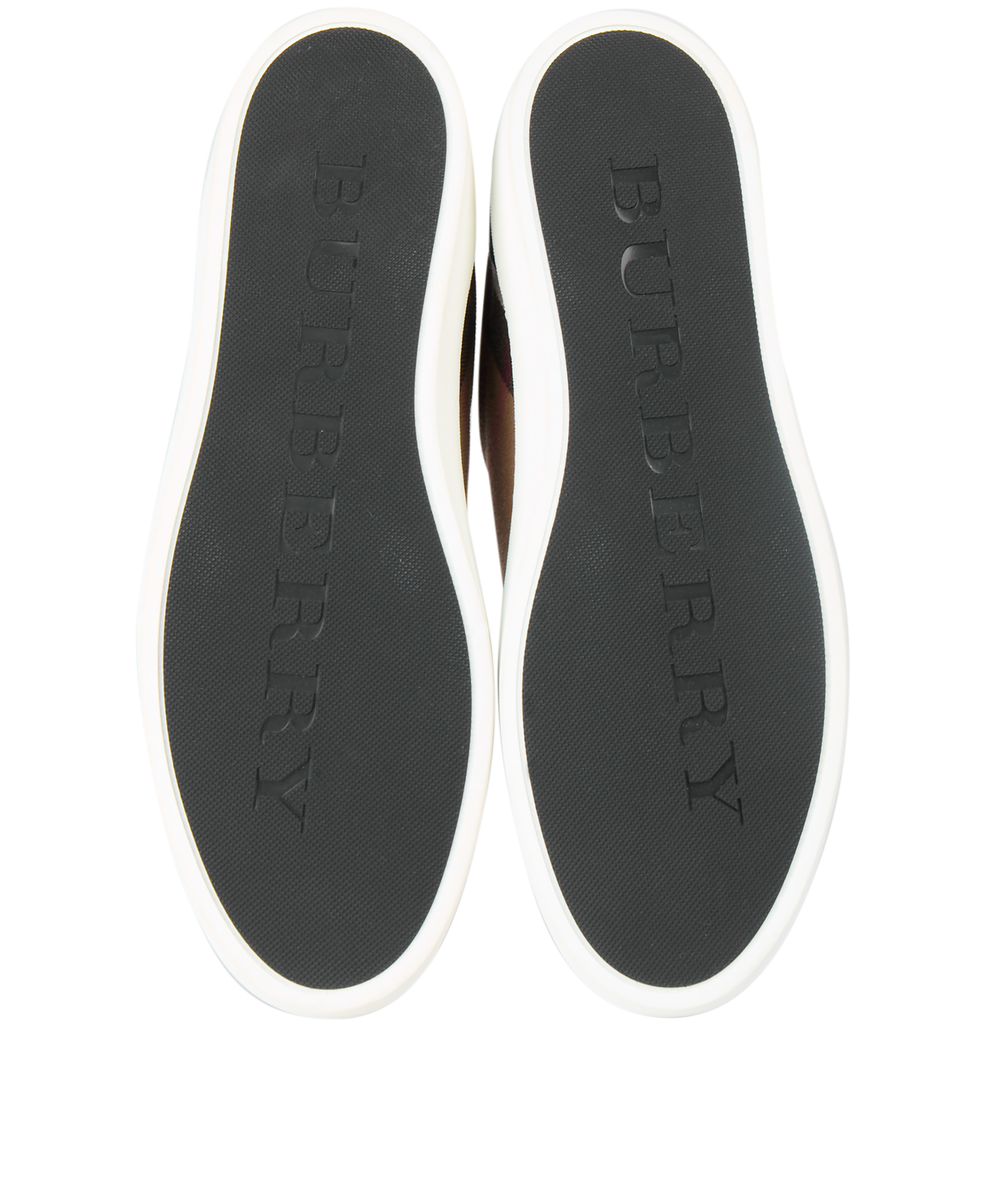Burberry Check Low Top Trainers, &pound;250, Shoes, Beige/Black, Canvas/Leather, Top view