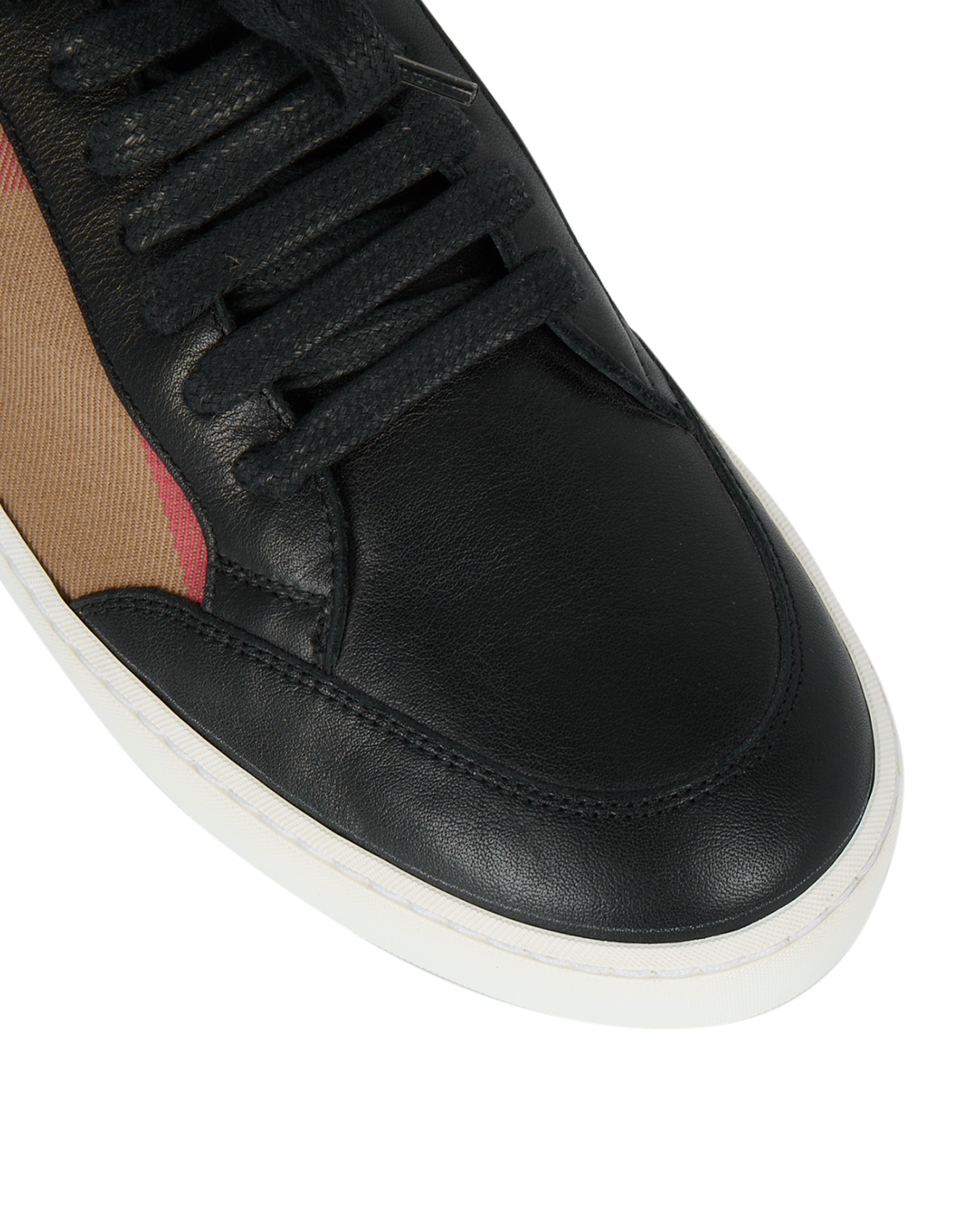 Burberry Check Low Top Trainers, &pound;250, Shoes, Beige/Black, Canvas/Leather, Other view