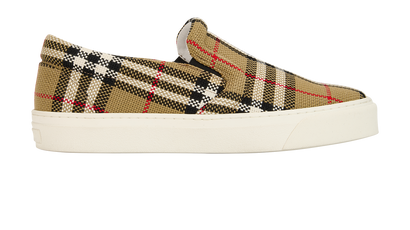Burberry Thompson Slip On Check Trainers, front view