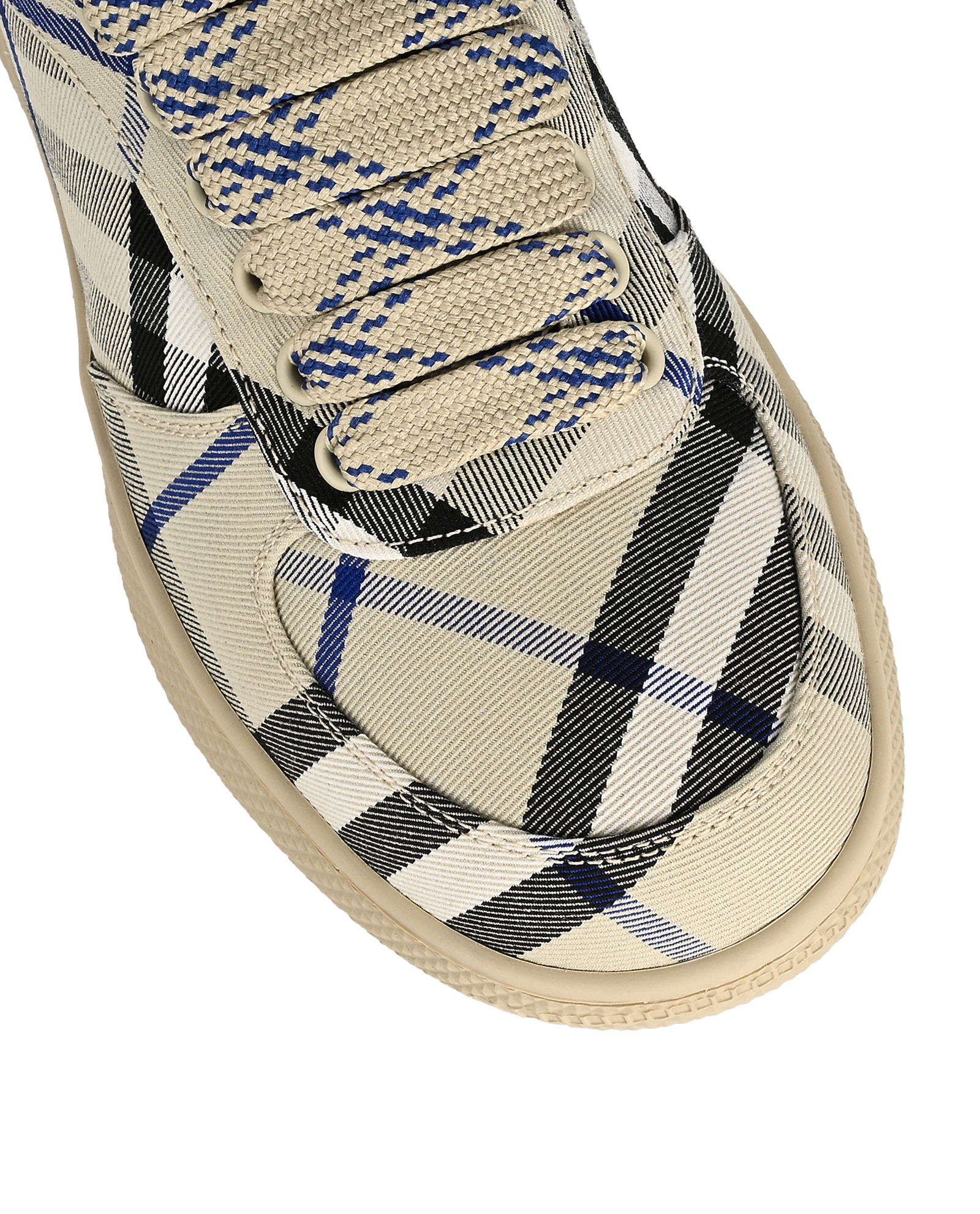 Burberry Check Terrace Trainers, &pound;220, Shoes, Beige/Blue, Canvas, Other view