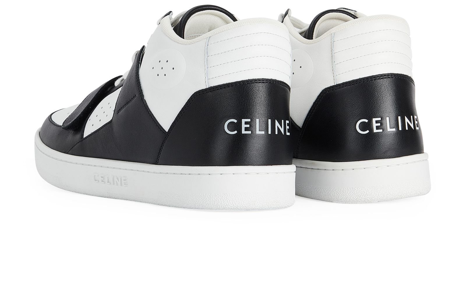 Celine CT-02 Mid Top Trainers, &pound;275, Shoes, Black/White, Leather, Back view