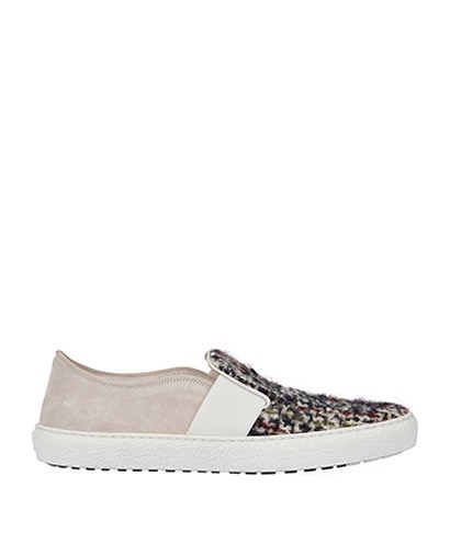 Chanel Tweed Suede CC Slip On Trainers, front view