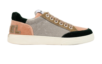 Chanel Low Top Trainers, &pound;350, Shoes, Green/Grey/Pink, Velvet, Front view