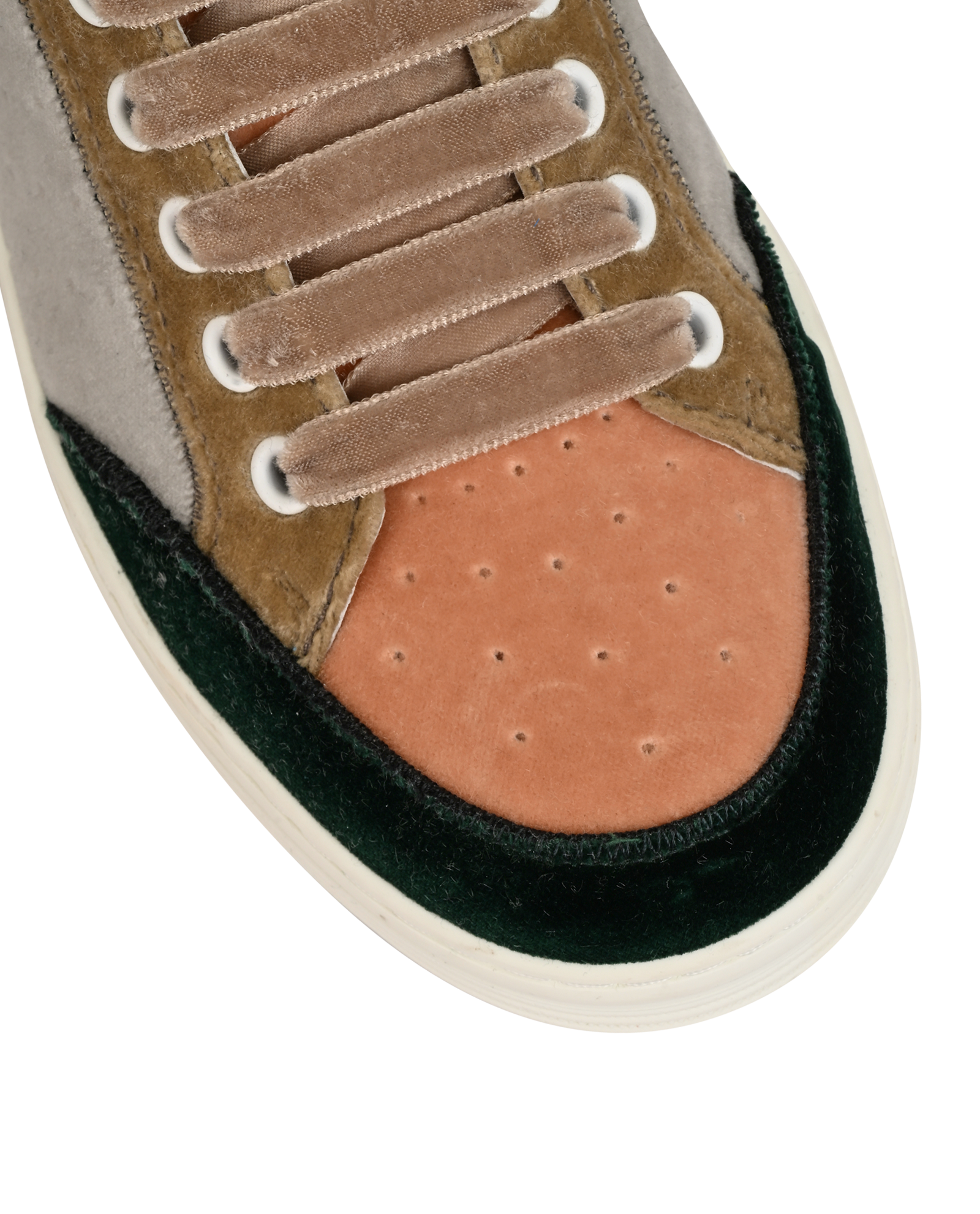 Chanel Low Top Trainers, &pound;350, Shoes, Green/Grey/Pink, Velvet, Other view