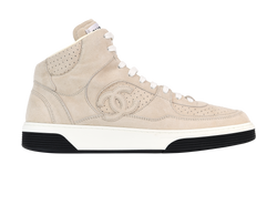 Chanel FW 2023/24 CC High Top Trainers, Suede, Beige, UK8, B/DB, 3*