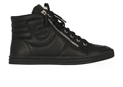 Chanel Zip/Pearl High Top Sneakers, front view