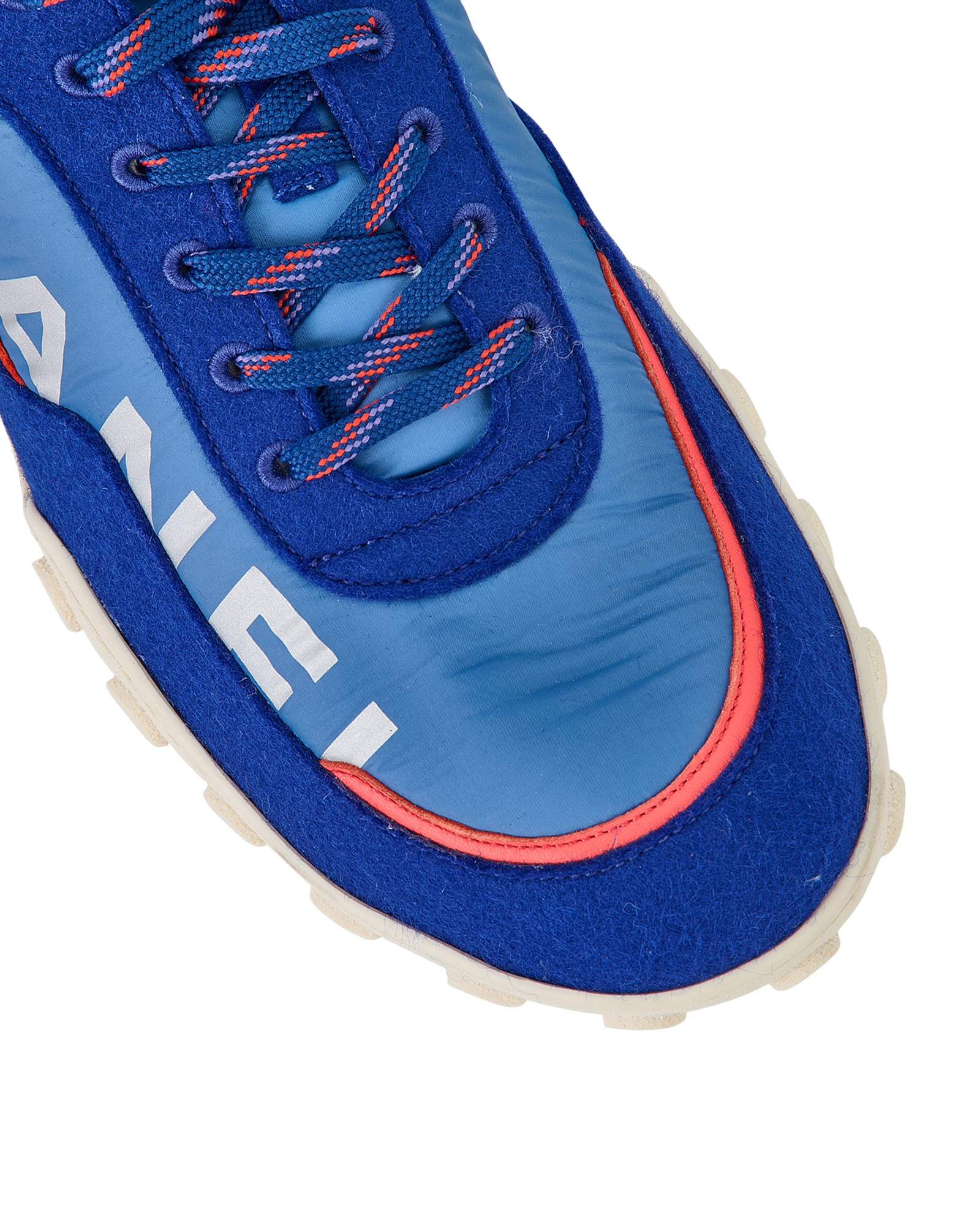 Chanel Logo Trainers, &pound;395, Shoes, Blue/Orange, Nylon, Other view