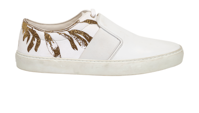 Chanel Gold Leaf Skate Sneakers, &pound;220, Shoes, White, Canvas/Leather, Front view
