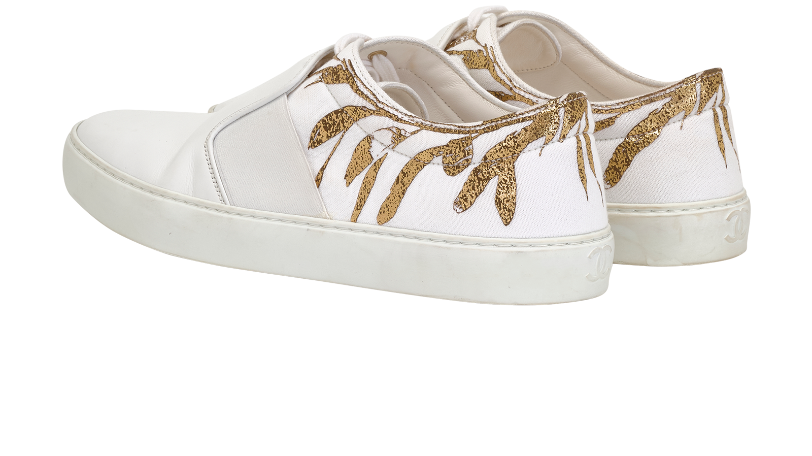 Chanel Gold Leaf Skate Sneakers, &pound;220, Shoes, White, Canvas/Leather, Back view