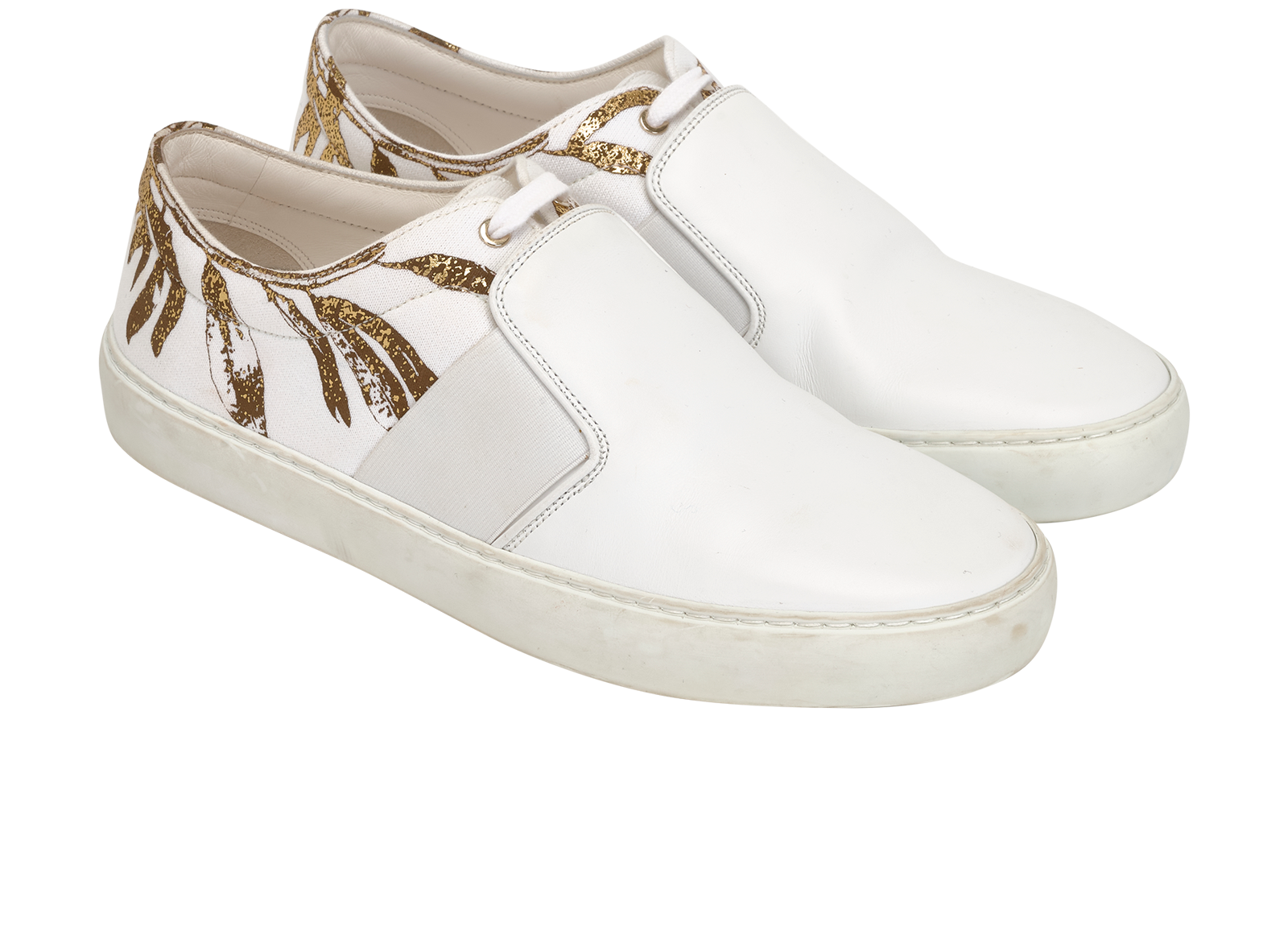 Chanel Gold Leaf Skate Sneakers, &pound;220, Shoes, White, Canvas/Leather, Side view