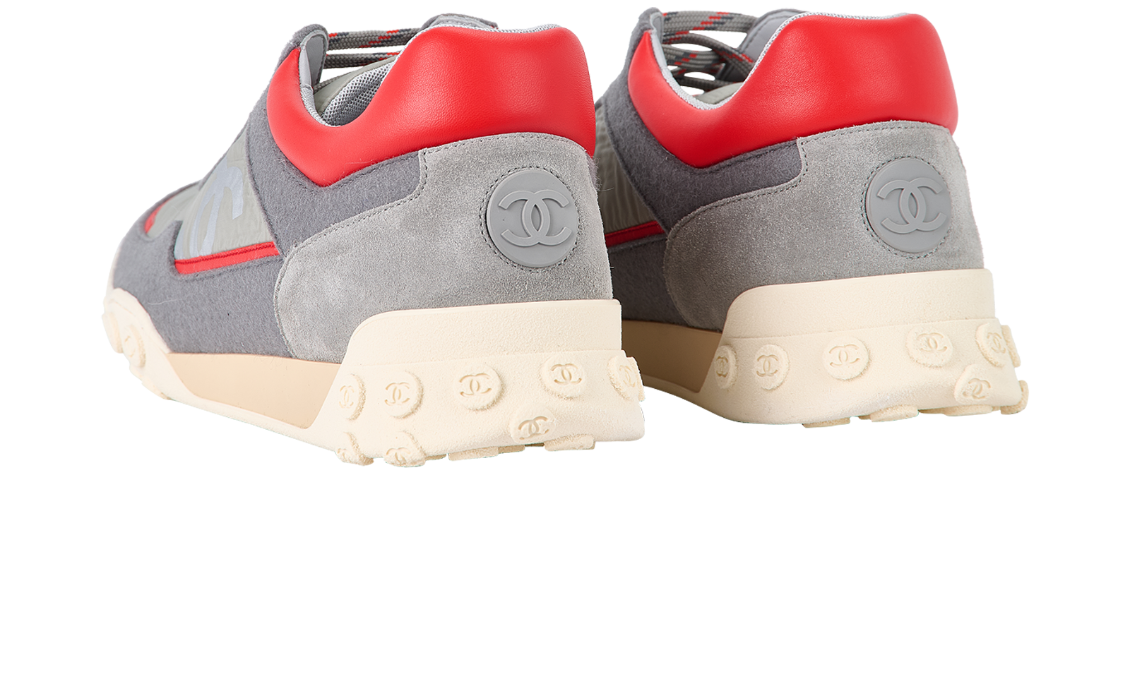 Chanel Logo Trainers, &pound;395, Shoes, Grey, Nylon, Back view