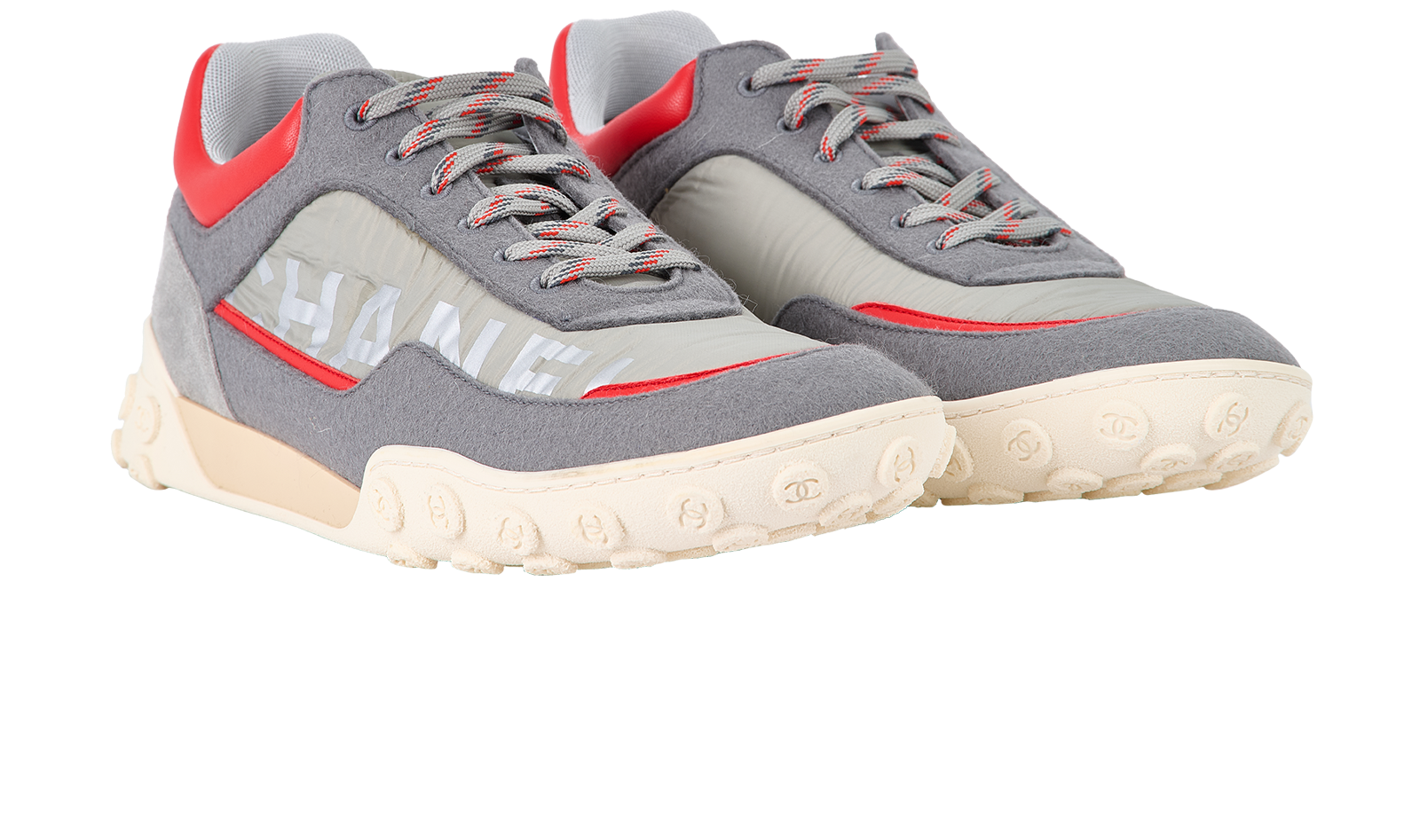 Chanel Logo Trainers, &pound;395, Shoes, Grey, Nylon, Side view