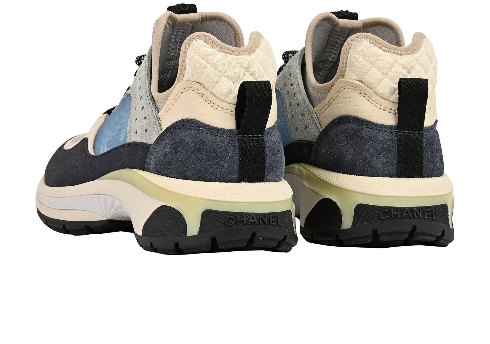 Chanel CC Trainers, &pound;395, Shoes, Blue, Fabric, Back view