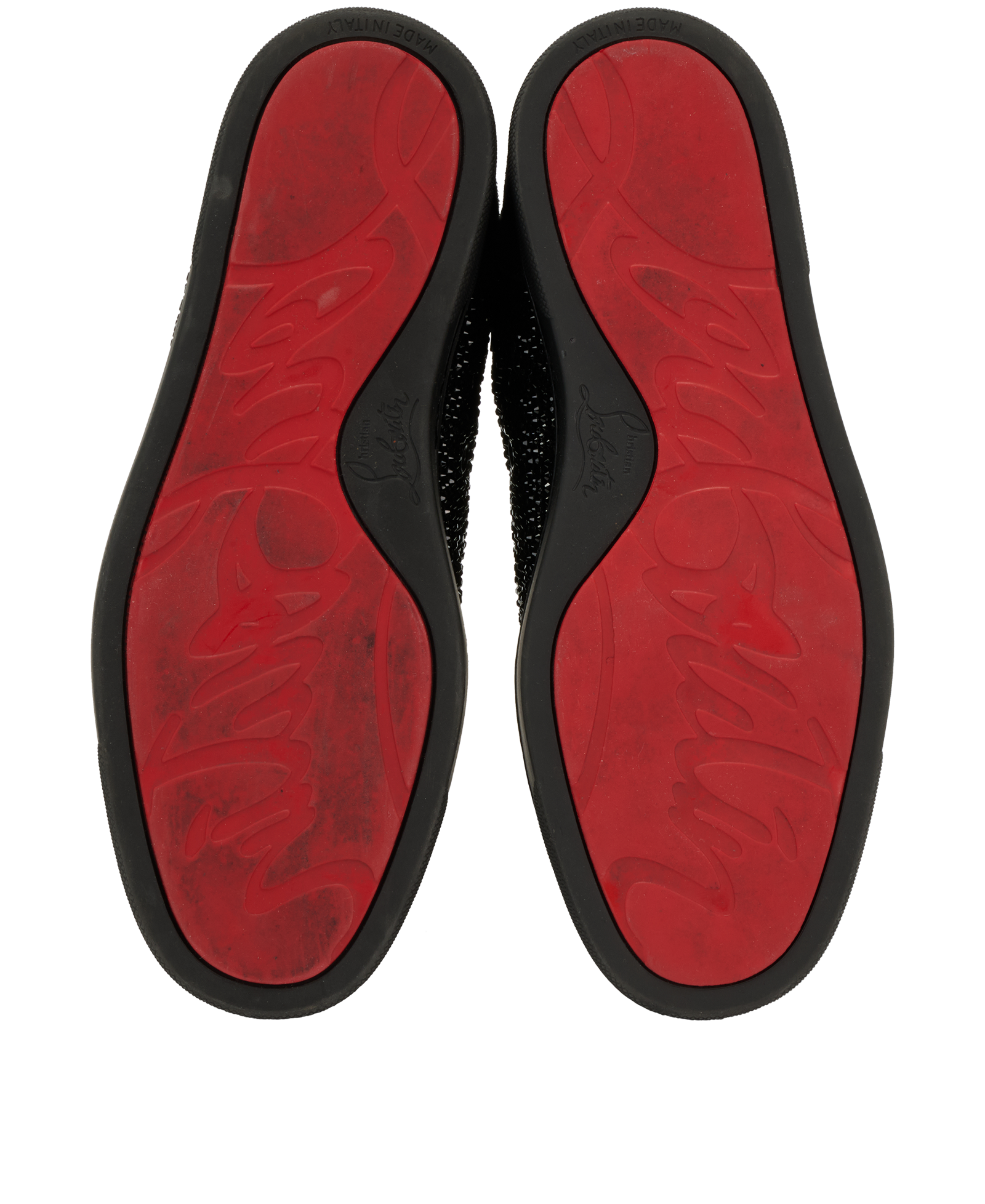 Christian Louboutin Louis Strass High-Top Sneakers, &pound;295, Shoes, Black, Suede, Top view