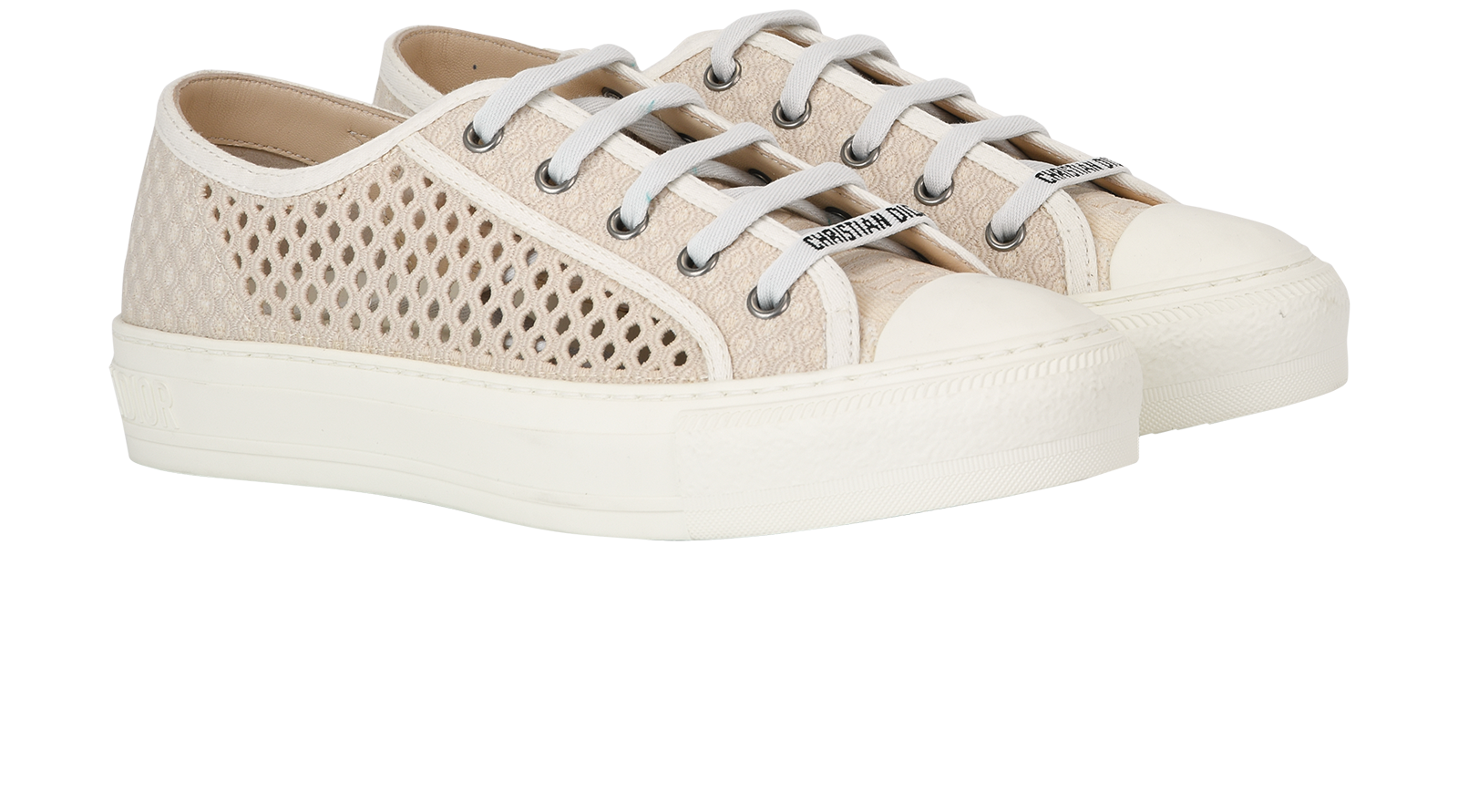 Christian Dior Walk n Dior Perforated Trainers, &pound;550, Shoes, Beige/White, Fabric, Side view