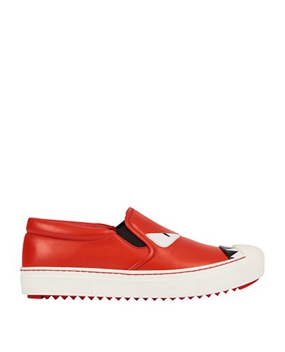 Fendi Monster Leather Slip-on Sneakers, front view