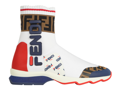 Fendi x FILA Mania Trainers, &pound;295, Shoes, Blue/Brown/Red/White, Polyester (Polymer), Front view