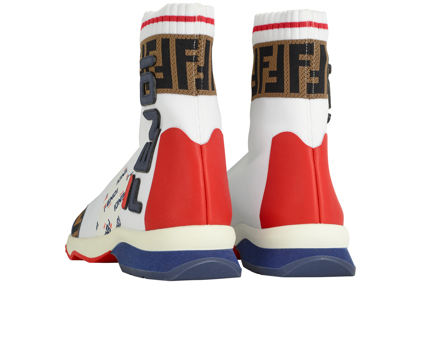 Fendi x FILA Mania Trainers, &pound;295, Shoes, Blue/Brown/Red/White, Polyester (Polymer), Back view