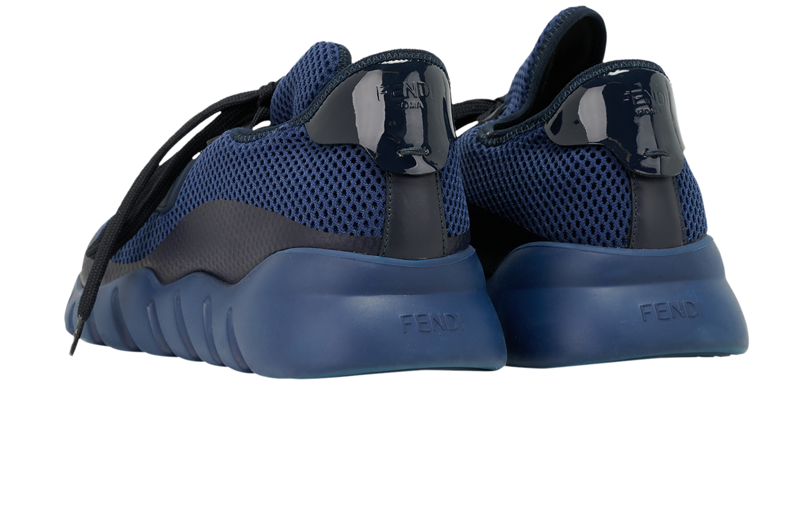 Fendi Flow Trainers, &pound;350, Shoes, Black/Navy, Fabric, Back view