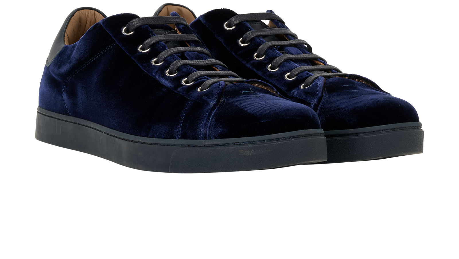 Gianvito Rossi Low Top Trainers, &pound;120, Shoes, Blue, Velvet, Side view