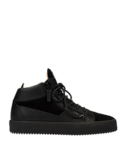 Giuseppe Zanotti Velvet Mix Mid-top sneakers, Leather, Black, DB, UK 8