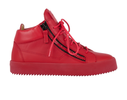 Giuseppe Zanotti Mid Top Sneakers, Leather, Red, UK5, B/DB, 3*