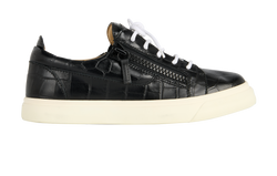 Giuseppe Zanotti Croc-Effect Frankie Trainers,Leather, Black, UK6, DB, 3*