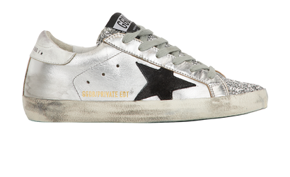 Golden Goose Super-Star Sneakers, &pound;195, Shoes, Silver, Leather, Front view