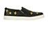 Gucci Bee and Star Embroidered Slip On Trainers, &pound;185, Shoes, Black, Leather, Front view