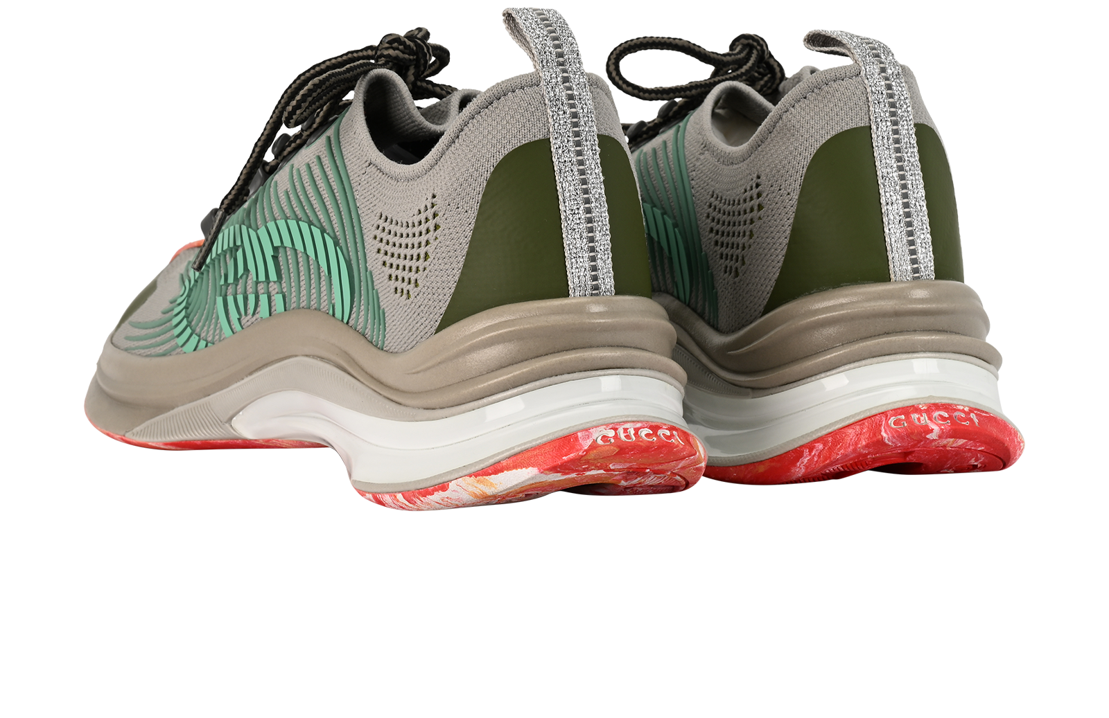 Gucci Run Trainers, &pound;330, Shoes, Green/Grey, Mesh, Back view