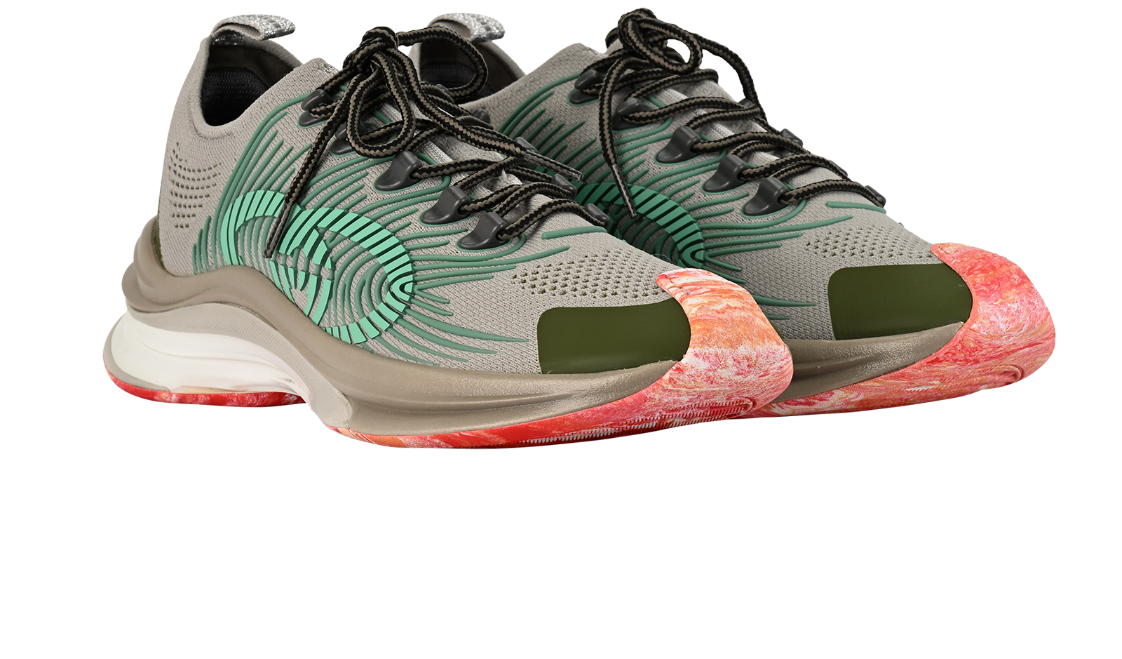 Gucci Run Trainers, &pound;330, Shoes, Green/Grey, Mesh, Side view