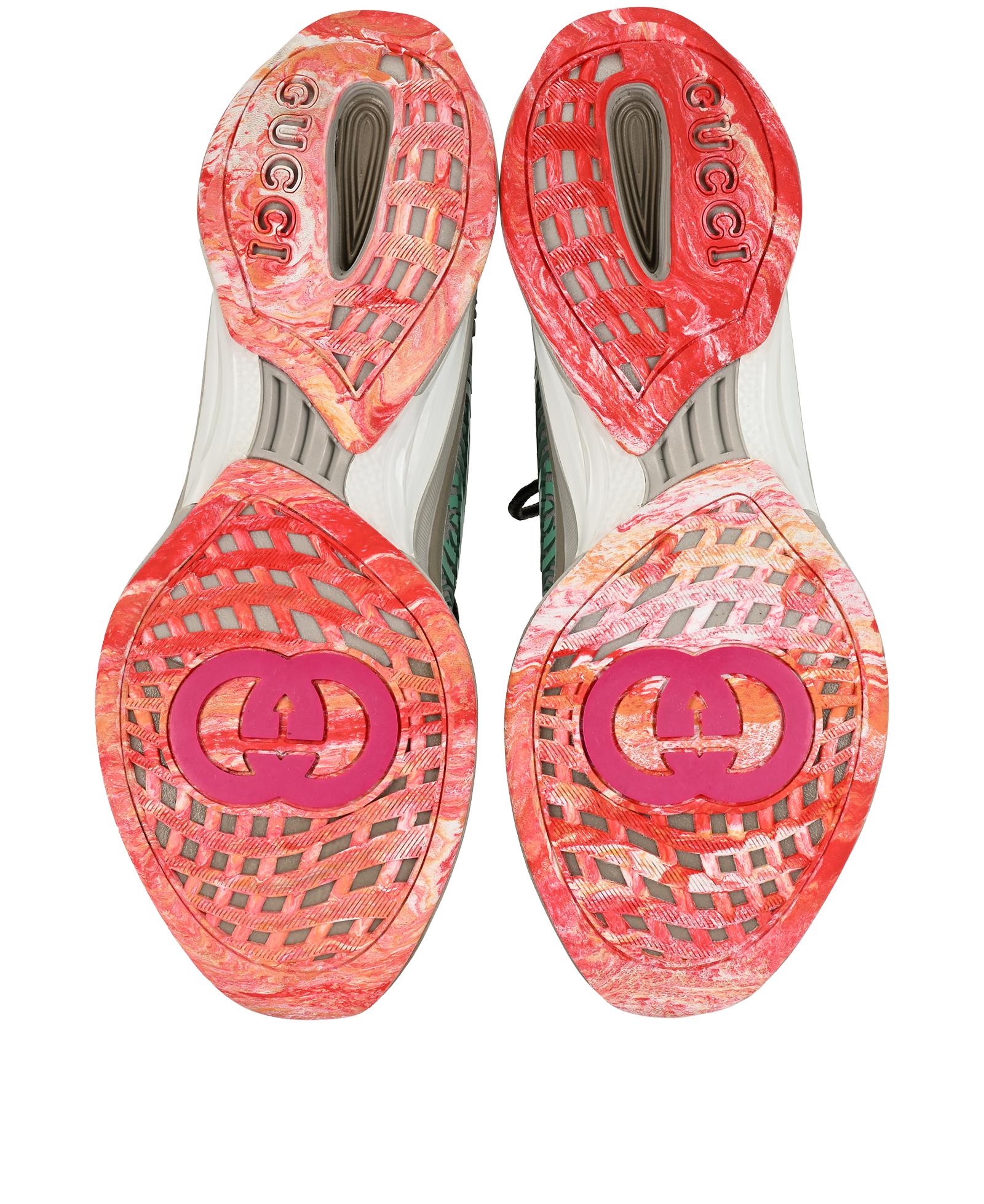 Gucci Run Trainers, &pound;330, Shoes, Green/Grey, Mesh, Top view