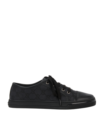 Gucci GG Low Trainers, &pound;250, Shoes, Black, Canvas, Front view