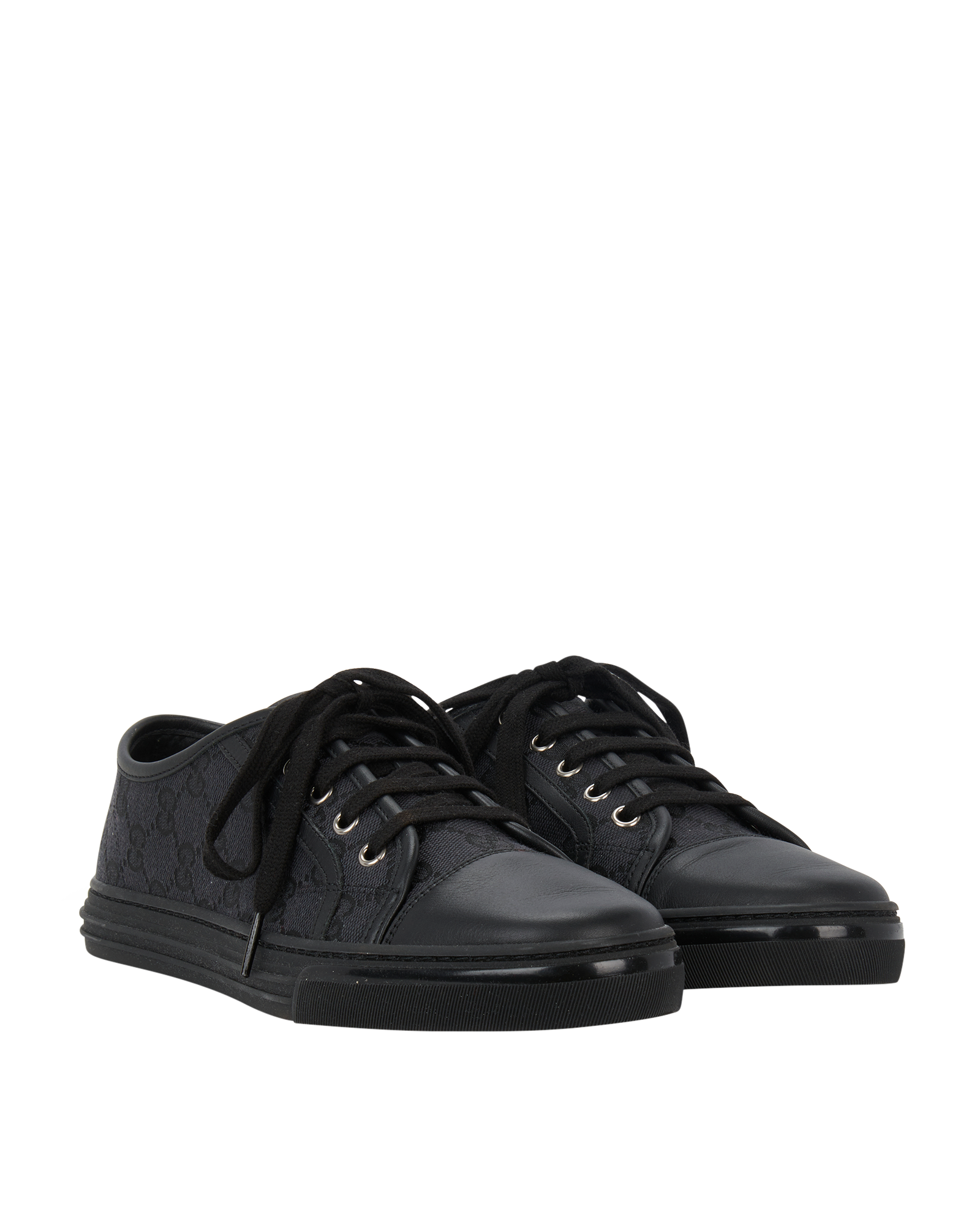 Gucci GG Low Trainers, &pound;250, Shoes, Black, Canvas, Side view