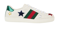 Gucci Ace Star Trainers, Mens, Leather, White/Multi, UK8, B/DB, 3*