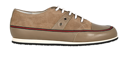 Gucci Web Lace Up Sneakers, &pound;180, Shoes, Beige, Suede, Front view