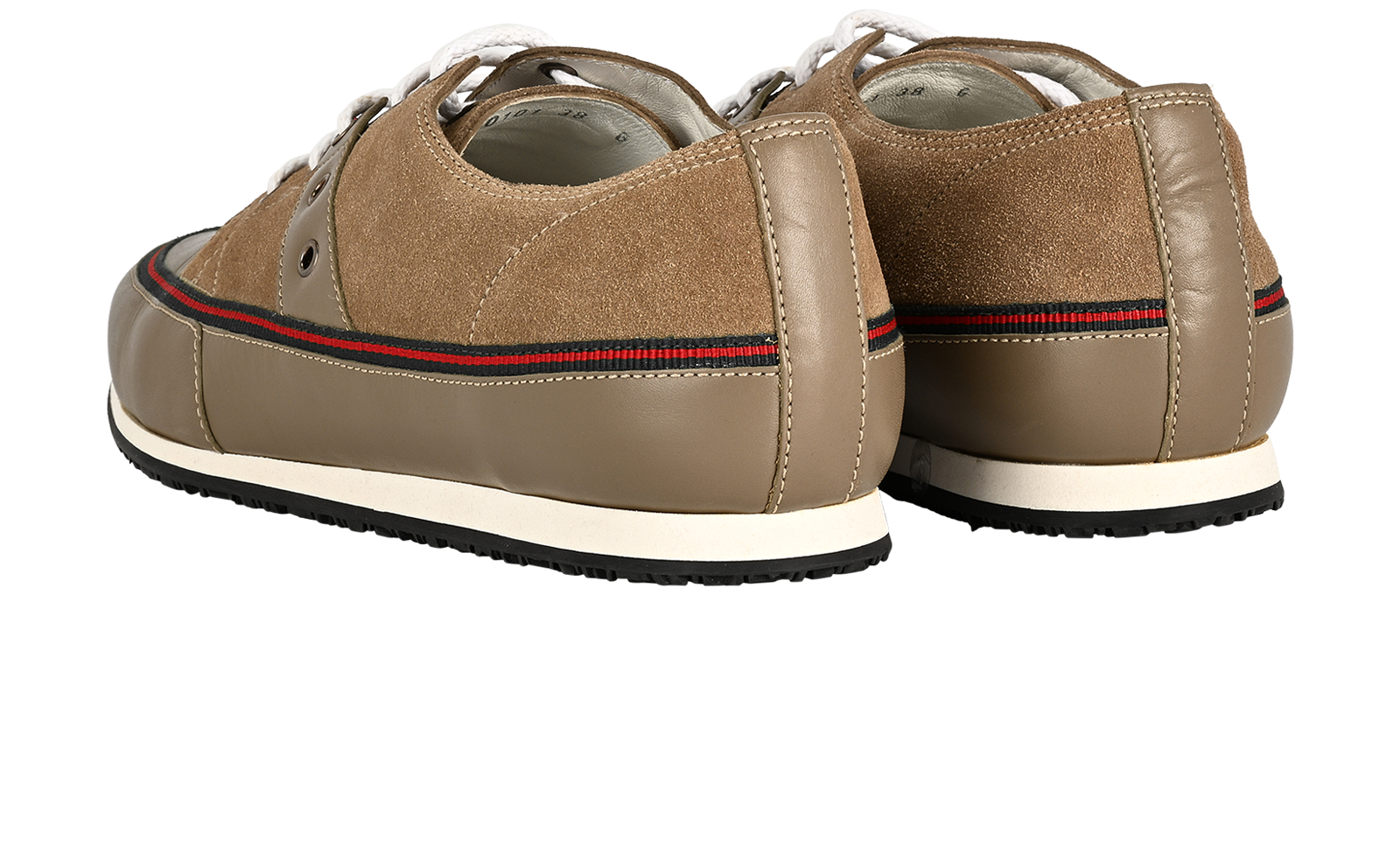 Gucci Web Lace Up Sneakers, &pound;180, Shoes, Beige, Suede, Back view