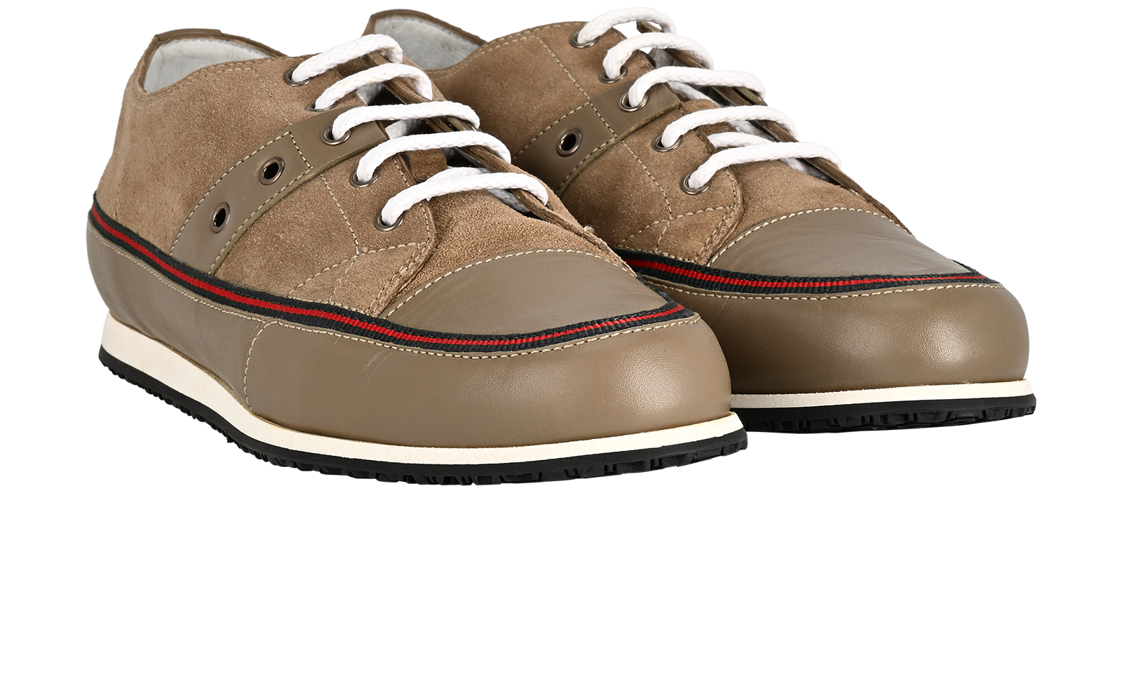 Gucci Web Lace Up Sneakers, &pound;180, Shoes, Beige, Suede, Side view