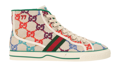Gucci GG High Top Sneakers, &pound;295, Shoes, Green, Canvas, Front view