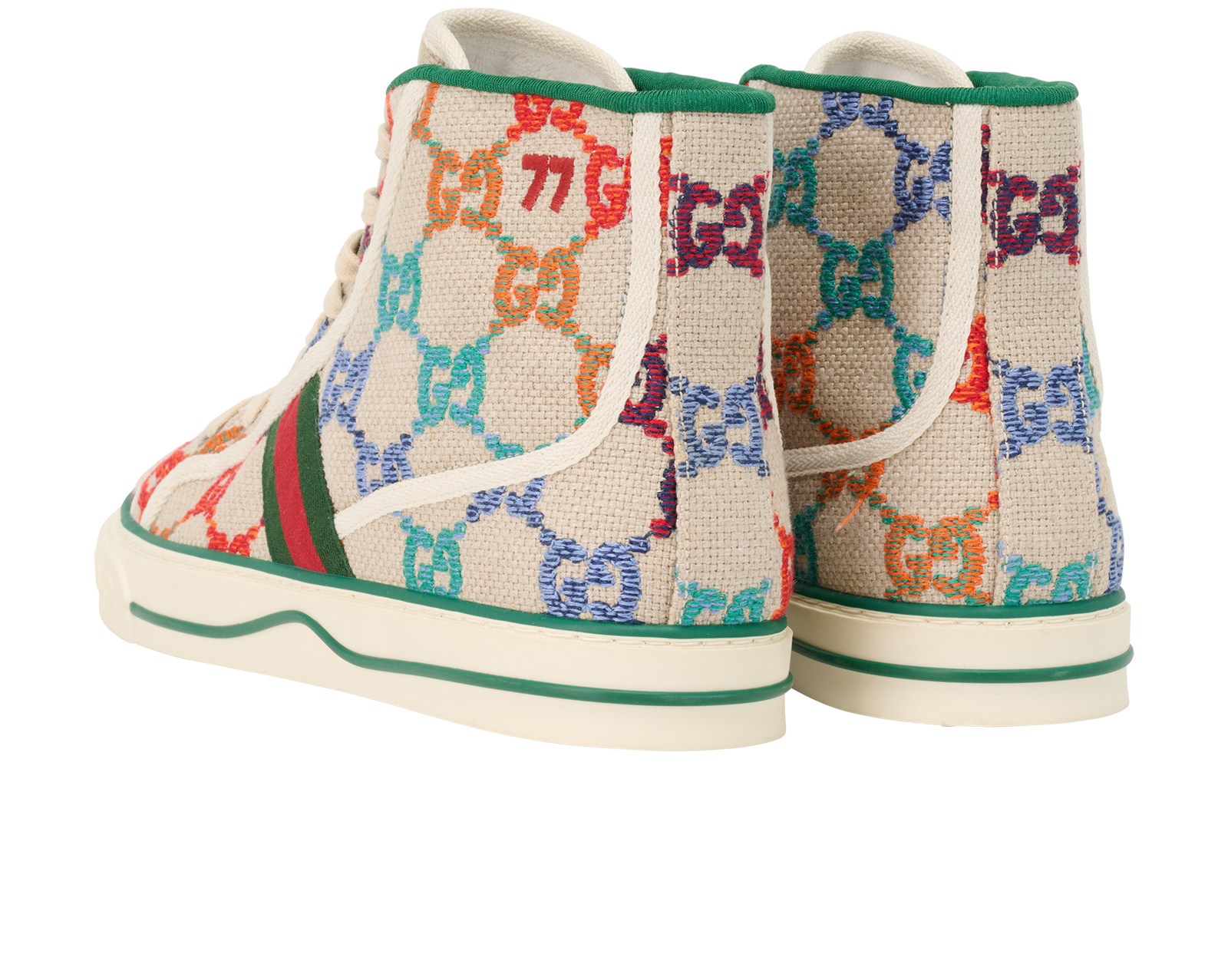 Gucci GG High Top Sneakers, &pound;295, Shoes, Green, Canvas, Back view