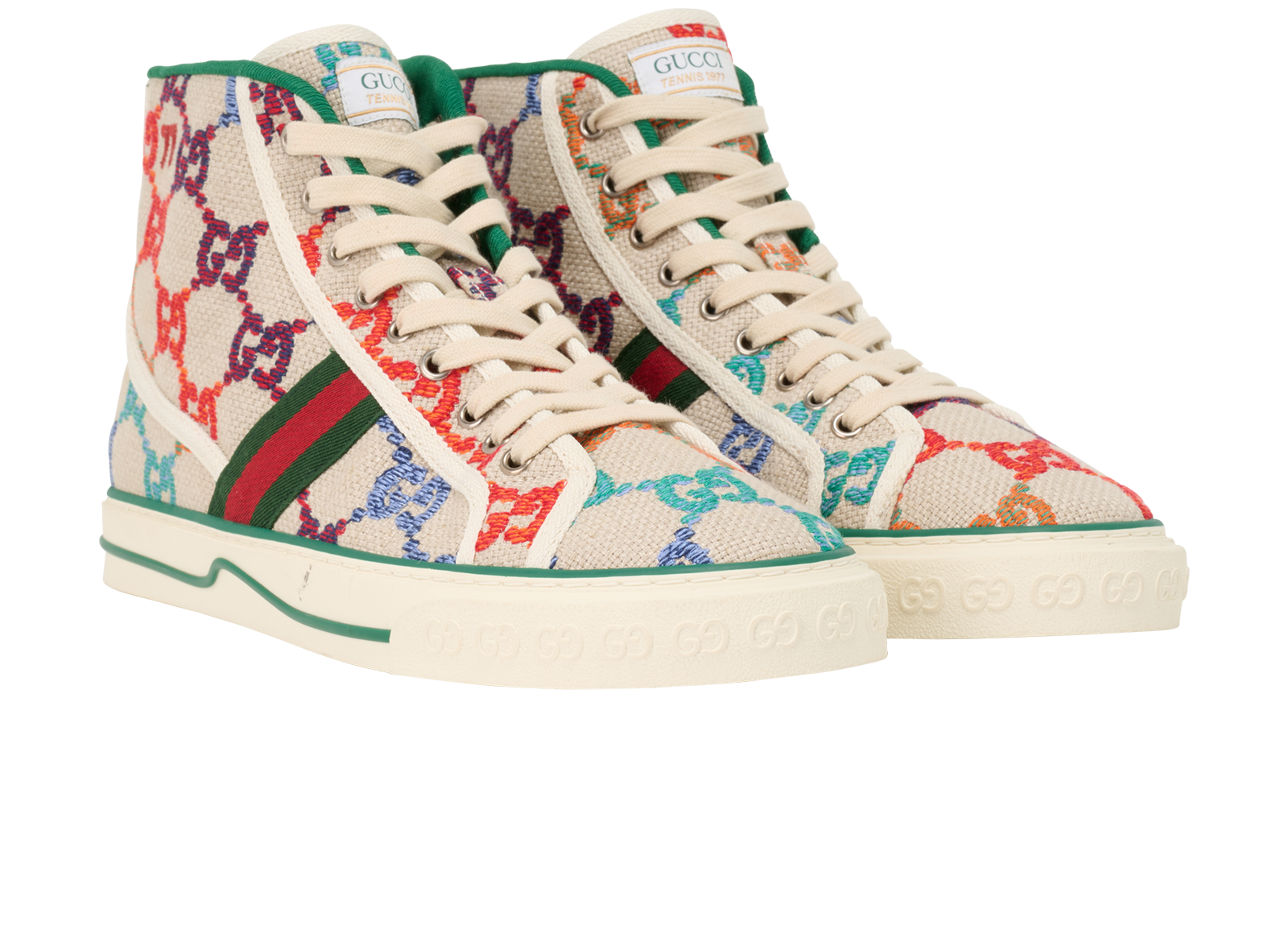 Gucci GG High Top Sneakers, &pound;295, Shoes, Green, Canvas, Side view