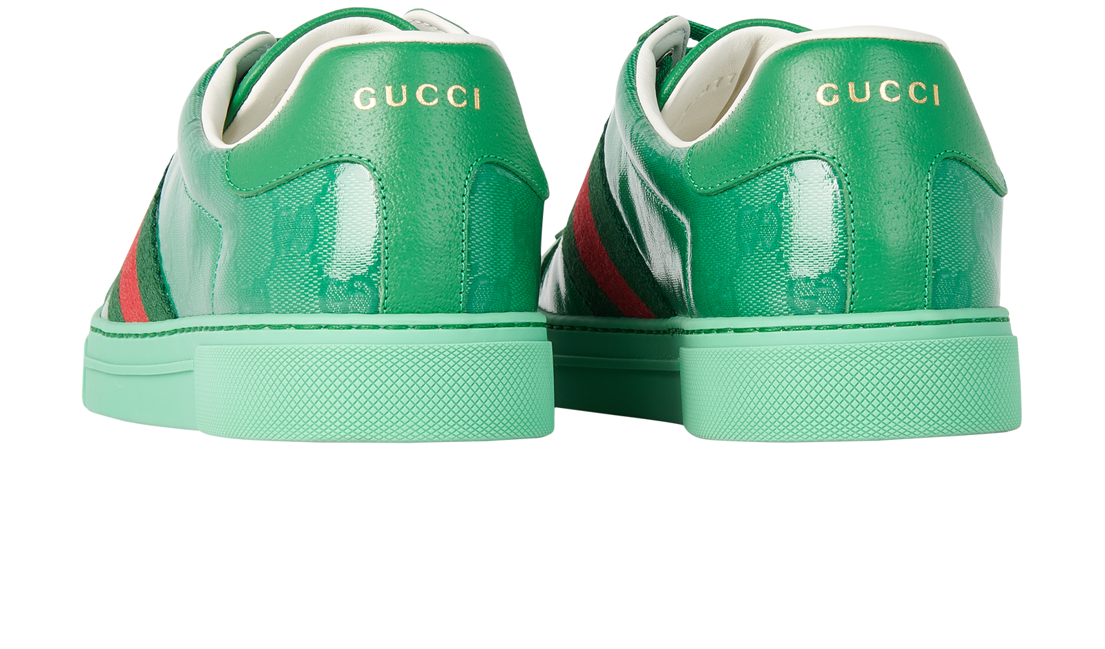 Gucci GG Ace Trainers, &pound;220, Shoes, Green, Canvas, Back view